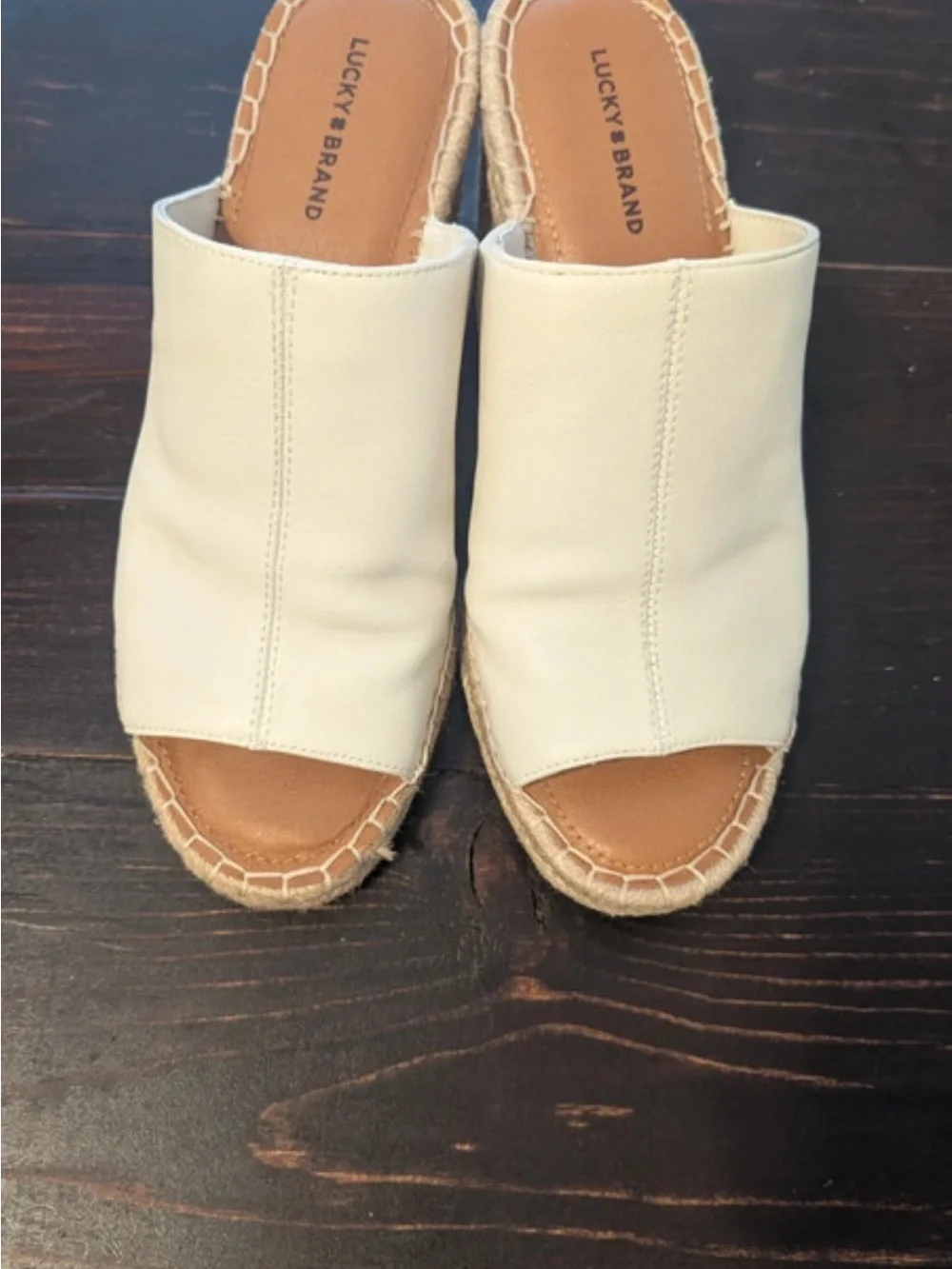 Lucky Brand Cream Espadrille Wedge Sandals Size 10